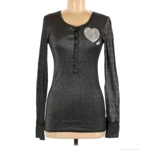 PINK Victoria's Secret Shimmering Black Top MED